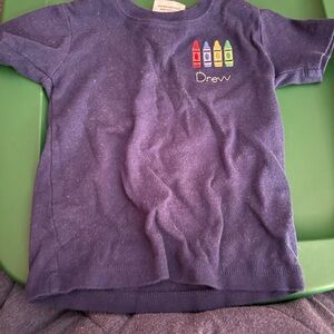 Toddler Navy Crayon Shirt with “Drew” Embroidery
